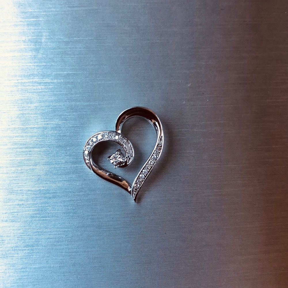 NEW Diamond Heart Pendant in Sterling Silver